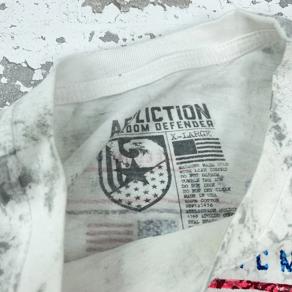 Affliction Shirt Men XL White Tee Freedom Defender Rifle Gun MMA Military Adult - Picture 4 of 10
